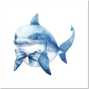 Great White Shark Wearing Bow Posters and Art